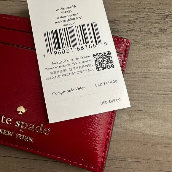 New with tags! Kate Spade Madison Cherry Red Leather Card Holder! - Picture 5 of 6